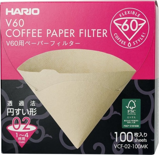 Picture of Hario filtry papierowe Misarashi brzowe - V60-02 - Karton 100 Sztuk