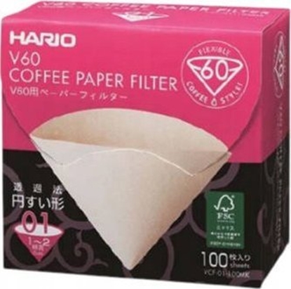 Attēls no Hario Hario - Filtry papierowe Misarashi brzowe - V60-01 - 100 Sztuk