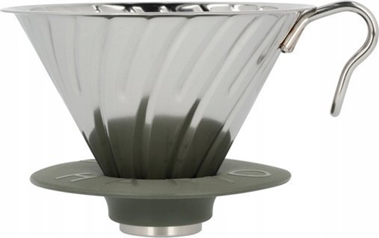 Picture of Hario Hario - Metalowy Drip V60-02 Outdoor srebrny z silikonow podstawk
