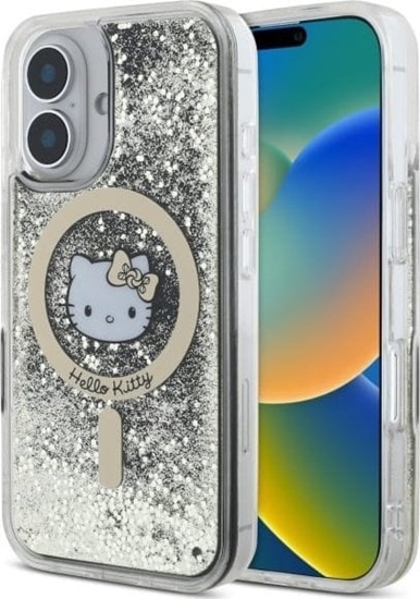 Picture of HelloKitty Hello Kitty HKHMP16SLGDIK iPhone 16 6.1"  czarny zoty/black gold hardcase Liquid Glitter Fever MagSafe