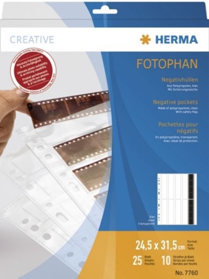 Picture of Herma Negative pockets PP clear 25 Sheets/4-Strips 7760