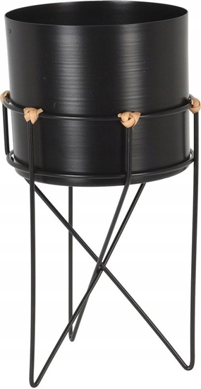 Изображение Home Styling Collection Osonka na doniczk na stojaku metalowa czarna 17x31,5 cm