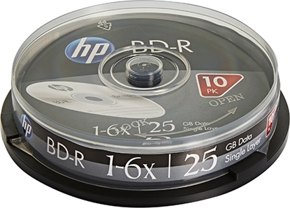 Изображение HP HP BD-R, Single Layer 25GB, Standard, cake box, BRE00071-3, 69321, 6x, 10-pack, do archiwizacji danych