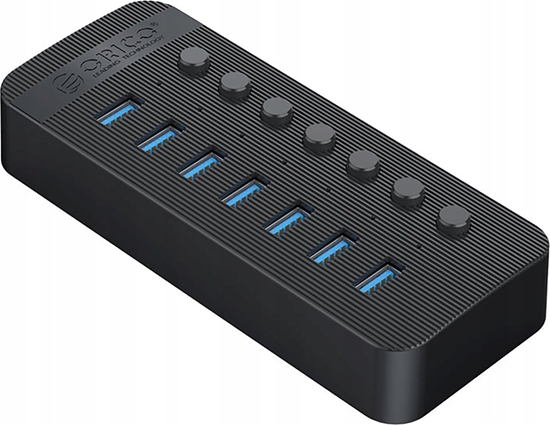 Picture of HUB 7-portowy z wcznikiem USB-A 3.0 - czarny