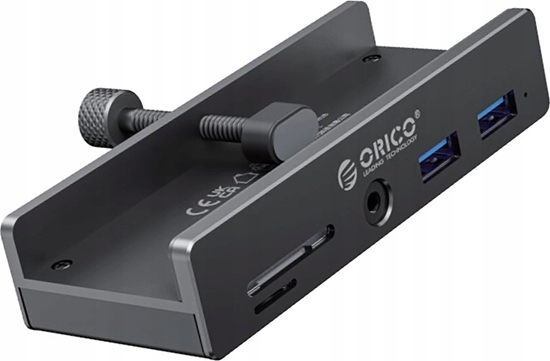 Picture of Orico Orico MH5PMM Clamp-mounted Hub USB-C / 2x USB-A 3.0, + SD&TF + 3.5mm Audio - Black