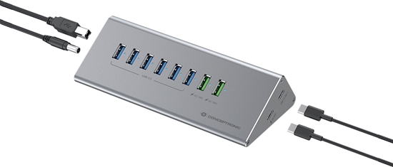 Picture of Conceptronic HUBBIES18G interfeisa centrmezgls USB 3.2 Gen 1 (3.1 Gen 1) Type-B 5000 Mbit/s Pelēks