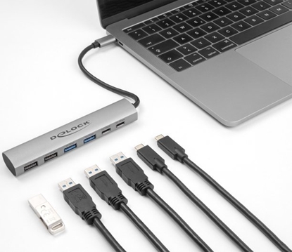 Picture of Delock 6 Port USB Hub with 4 x USB Type-A female and 2 x USB Type-C™ female