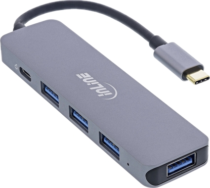 Attēls no HUB USB InLine InLine® USB 3.2 Type-C Multi Hub (4x USB-A 5Gb/s + USB Type-C (Data/PD 87W), OTG, aluminum housing