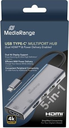 Picture of HUB USB MediaRange MediaRange HUB USB-C 5 in 1 Multiport Adapter, silber