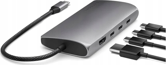 Picture of HUB USB Satechi Adapter Satechi USB-C Multiport 8K USB-C / USB-C, HDMI, 3xUSB-A 3.2 Gen 2 10Gbps, USB-A 3.2 Gen 1 5Gbps, SD/TF space gray