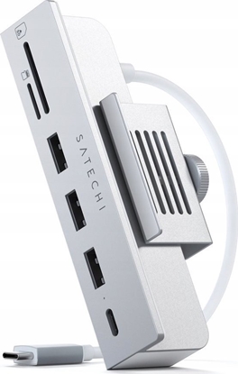 Attēls no HUB USB Satechi Satechi USB-C Clamp Hub for 24" iMac - Hub do iMac M1 2021 24" oraz 27" Studio Display 2022 USB-C (USB-C, 3x USB-A, czytnik kart micro/SD) (silver)