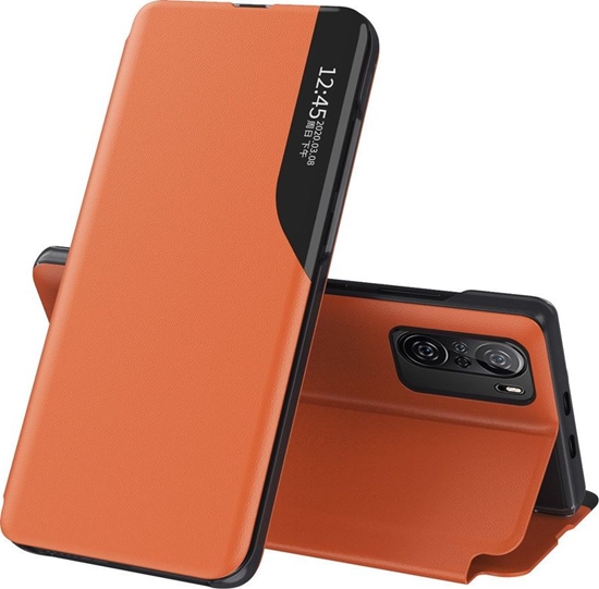 Picture of Hurtel Eco* Leather View Case elegancki futera etui z klapk i funkcj podstawki Xiaomi Redmi K40 Pro+ / K40 Pro / K40 / Poco F3 pomaraczowy