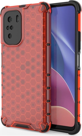 Picture of Hurtel Honeycomb etui pancerny pokrowiec z elow ramk Xiaomi Redmi K40 Pro+ / K40 Pro / K40 / Poco F3 czerwony
