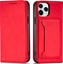 Изображение Hurtel Magnet Card Case etui do iPhone 12 Pro pokrowiec portfel na karty kart podstawka czerwony
