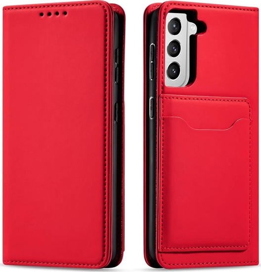 Picture of Hurtel Magnet Card Case etui do Samsung Galaxy S22+ (S22 Plus) pokrowiec portfel na karty kart podstawka czerwony