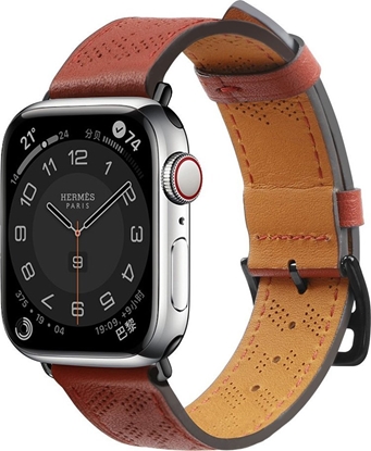 Picture of Hurtel Strap Leather skórzany pasek Apple Watch SE, 8, 7, 6, 5, 4, 3, 2, 1 (41, 40, 38 mm) opaska bransoleta czerwony