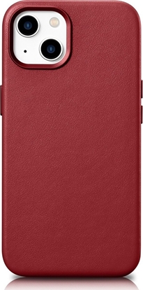Изображение iCarer iCarer Case Leather pokrowiec etui z naturalnej skóry do iPhone 14 Plus czerwony (kompatybilne z MagSafe)