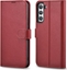 Attēls no iCarer iCarer Haitang Leather Wallet Case skórzane etui do Samsung Galaxy S22+ (S22 Plus) portfel obudowa pokrowiec czerwony (AKSM05RD)