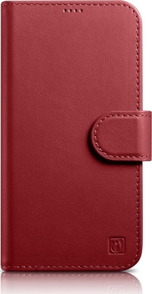 Picture of iCarer iCarer Wallet Case 2in1 etui iPhone 14 Pro skórzany pokrowiec z klapk Anti-RFID czerwony (WMI14220726-RD)