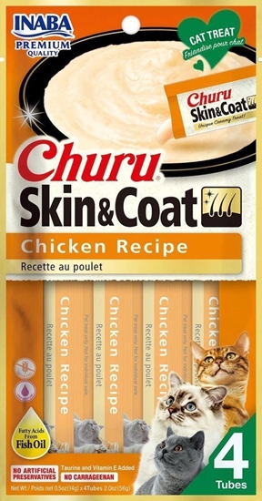 Picture of Inaba Foods Przysmak Inaba CHURU Kurczak SKIN&COAT dla kota 4x14g