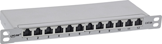Изображение InLine InLine® 10" patch panel Cat.6A 0.5U 12-port, with dust protection, grey