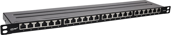 Изображение InLine InLine® 19" patch panel Cat.6A 0.5 U 24-port, with dust protection, black