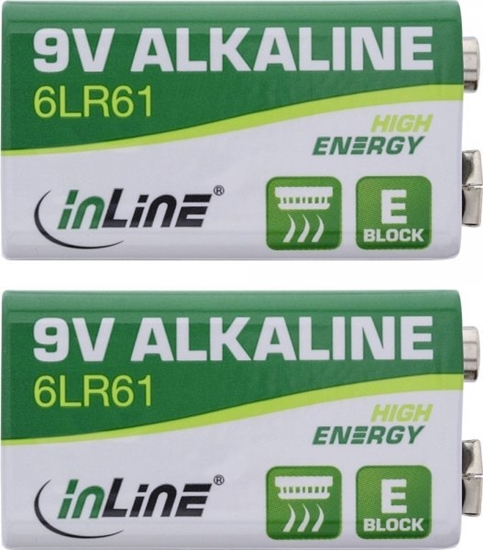 Picture of InLine InLine® Alkaline High Energy Battery, 9V Block 6LR61, 2pcs pack