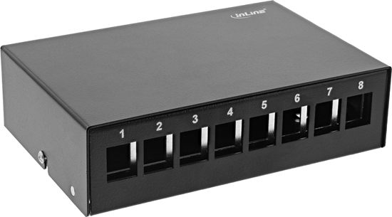 Изображение InLine InLine® Desktop Consolidation Point Box 8x Keystone RJ45, metal, black RAL9005
