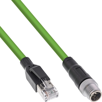 Attēls no InLine InLine® Industrial network cable, M12 8-pin X-coded to RJ45 plug, Cat.6A PUR 3m