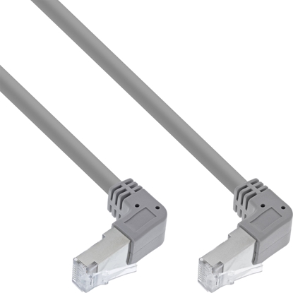 Picture of InLine InLine® Patch cable two side down angled, S/FTP (PiMf), Cat.6, 250MHz, PVC, copper, grey, 1.1m