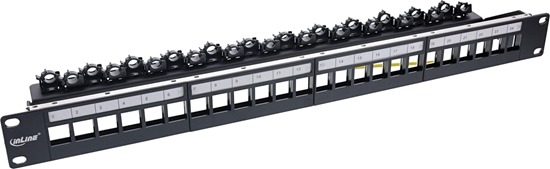 Picture of InLine InLine® Patch panel 24-way, Keystone empty panel Patch panel, 19", 1U, black RAL9005
