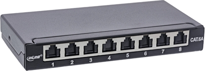 Изображение InLine InLine® Patch panel Cat.6A 0.5U 8-port, for table/wall/rail, with dust protection, black