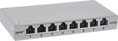 Изображение InLine InLine® Patch panel Cat.6A 0.5U 8-port, for table/wall/rail, with dust protection, grey