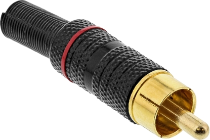 Изображение InLine InLine® RCA metal male plug for soldering, black, red ring, for 6mm cable