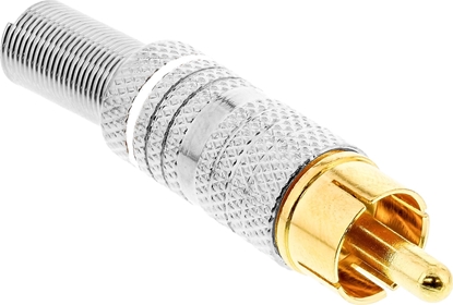 Изображение InLine InLine® RCA metal male plug for soldering, silver, white ring, for 6mm cable