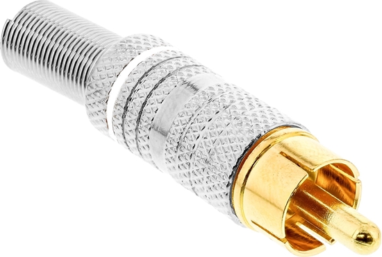 Изображение InLine InLine® RCA metal male plug for soldering, silver, white ring, for 6mm cable