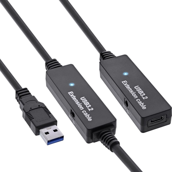 Picture of InLine InLine® USB 3.2 Gen.1 active extension, USB-A male to USB-C female, 15m