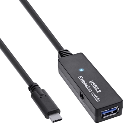 Picture of InLine InLine® USB 3.2 Gen.1 active extension, USB-C male to USB-A female, 5m