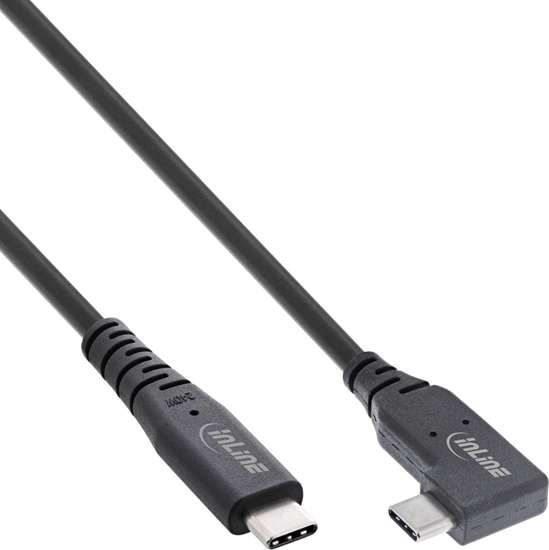 Изображение InLine InLine® USB4 cable, USB Type-C, one side angled, PD 240W, 8K60Hz, TPE black, 2m