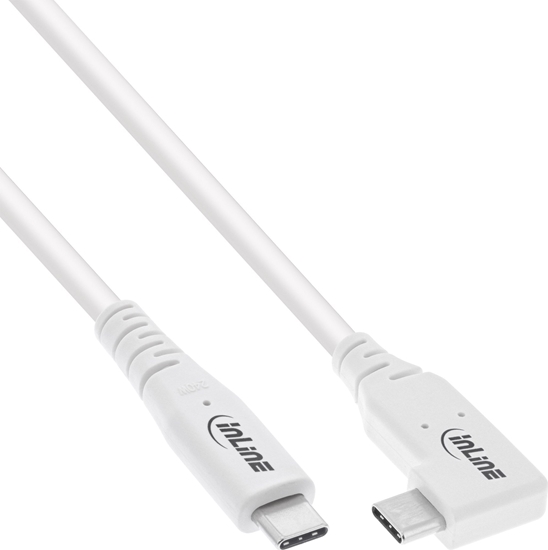 Picture of InLine ® USB4 cable, USB Type-C, one side angled, PD 240W, 8K60Hz, TPE white, 2m