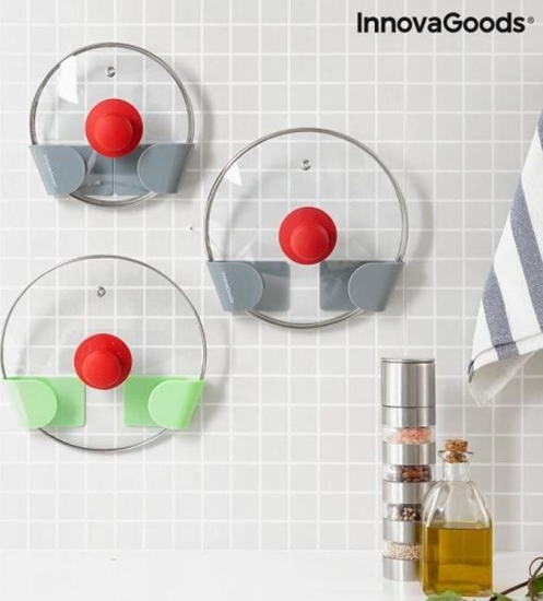 Изображение InnovaGoods Zestaw 3 Samoprzylepnych Uchwytów na Pokrywki Kuchenne Smarack InnovaGoods