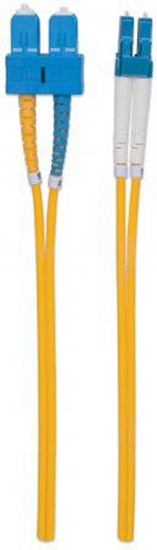 Picture of Intellinet Fiber Optic Patch Cable, OS2, LC/SC, 3m, Yellow, Duplex, Single-Mode, 9/125 µm, LSZH, Fibre, Lifetime Warranty, Polybag