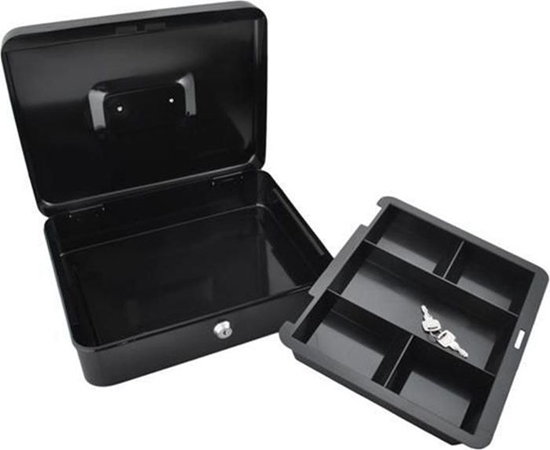 Изображение Iso Trade Kasetka sejf na pienidze dua czarna metalowa na klucz uniwersalny