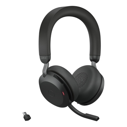 Изображение Jabra Evolve2 75 UC Link 390c Wireless Headset, Bluetooth, USB-C, Charging Stand, Black