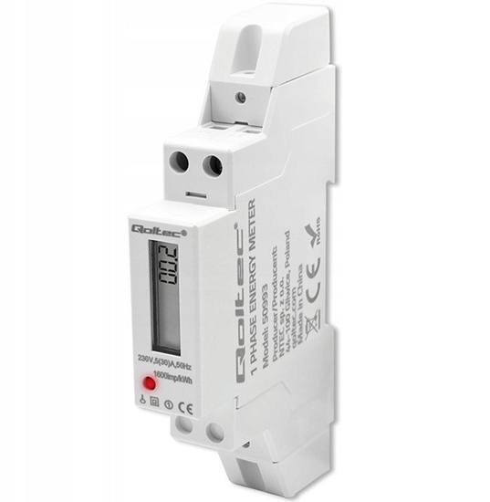 Picture of Jednofazowy elektroniczny licznik | miernik zużycia energii na  szynę DIN | 230V | 30A | LCD | 1P 