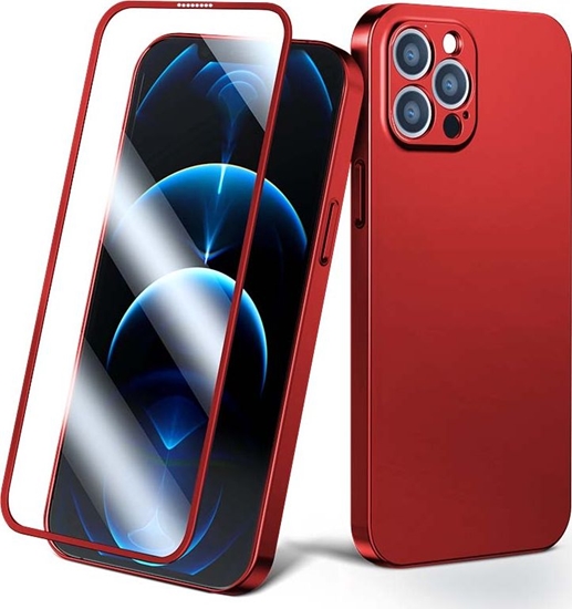 Picture of Joyroom - Joyroom 360 Full Case front and back cover for iPhone 13 Pro Max + tempered glass screen protector red (JR-BP928 red)