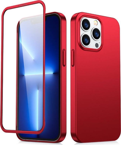 Изображение Joyroom Joyroom 360 Full Case etui pokrowiec do iPhone 13 Pro obudowa na ty i przód + szko hartowane czerwony (JR-BP935 red)