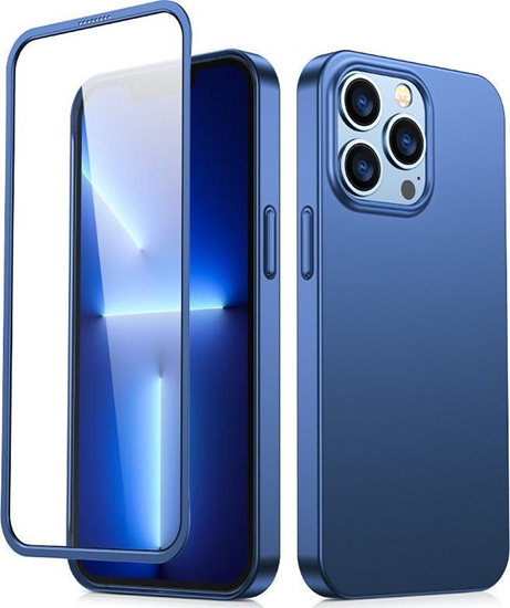 Изображение Joyroom Joyroom 360 Full Case etui pokrowiec do iPhone 13 Pro obudowa na ty i przód + szko hartowane niebieski (JR-BP935 blue)
