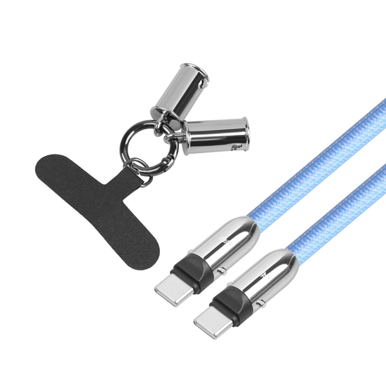 Picture of Kabel 2w1 USB C smycz 1m błękitny