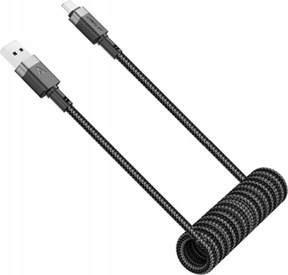 Picture of Acefast C14-04 USB-A - USB-C Cable Spring 480Mb/s 3A 1.2m spring charging data cable Black